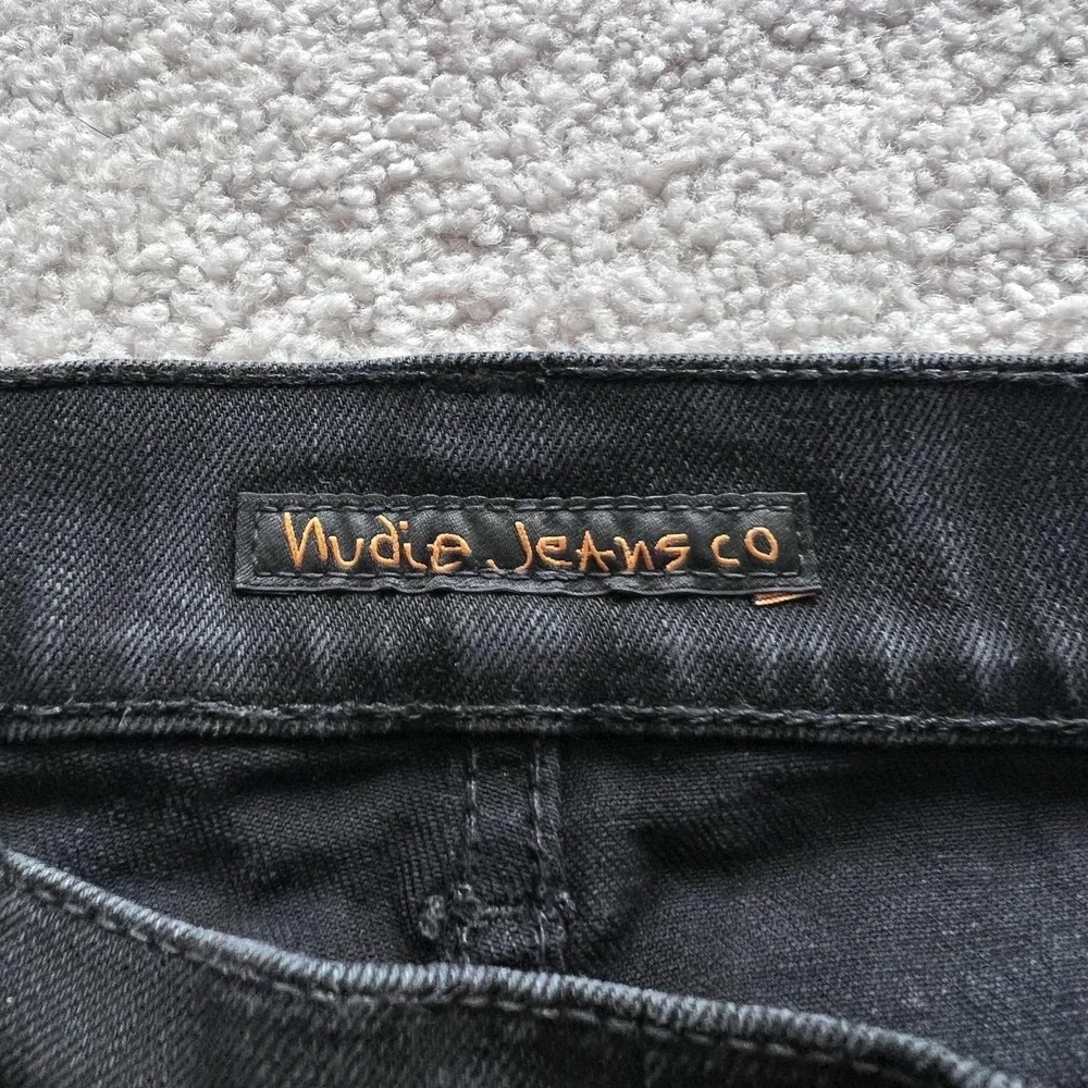 Nudie Jeans Lean Dean Jeans Mens 32x27 Black Slim Tapered Stretch Denim